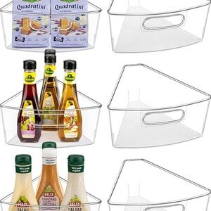 Clear Plastic Lazy Susan Storage Bins for Kitchen